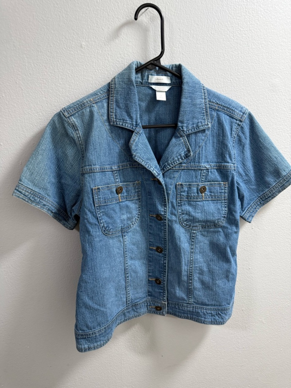 Christopher & Banks Light Wash Denim Jacket with Short Sleeves